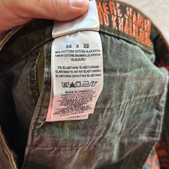 Dockers/Levi Strauss Alpha Green Graffiti Khaki Jeans size 34x32 Slim Tapered - Picture 8 of 16